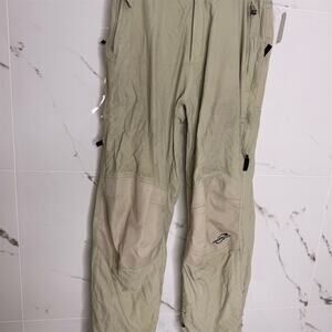 Obermeyer Men's Beige Ski Snow Pants M Zippered Pockets Winter rip at bottom